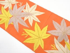 アンティーク　絽　紅葉模様織り出し袋帯（材料）